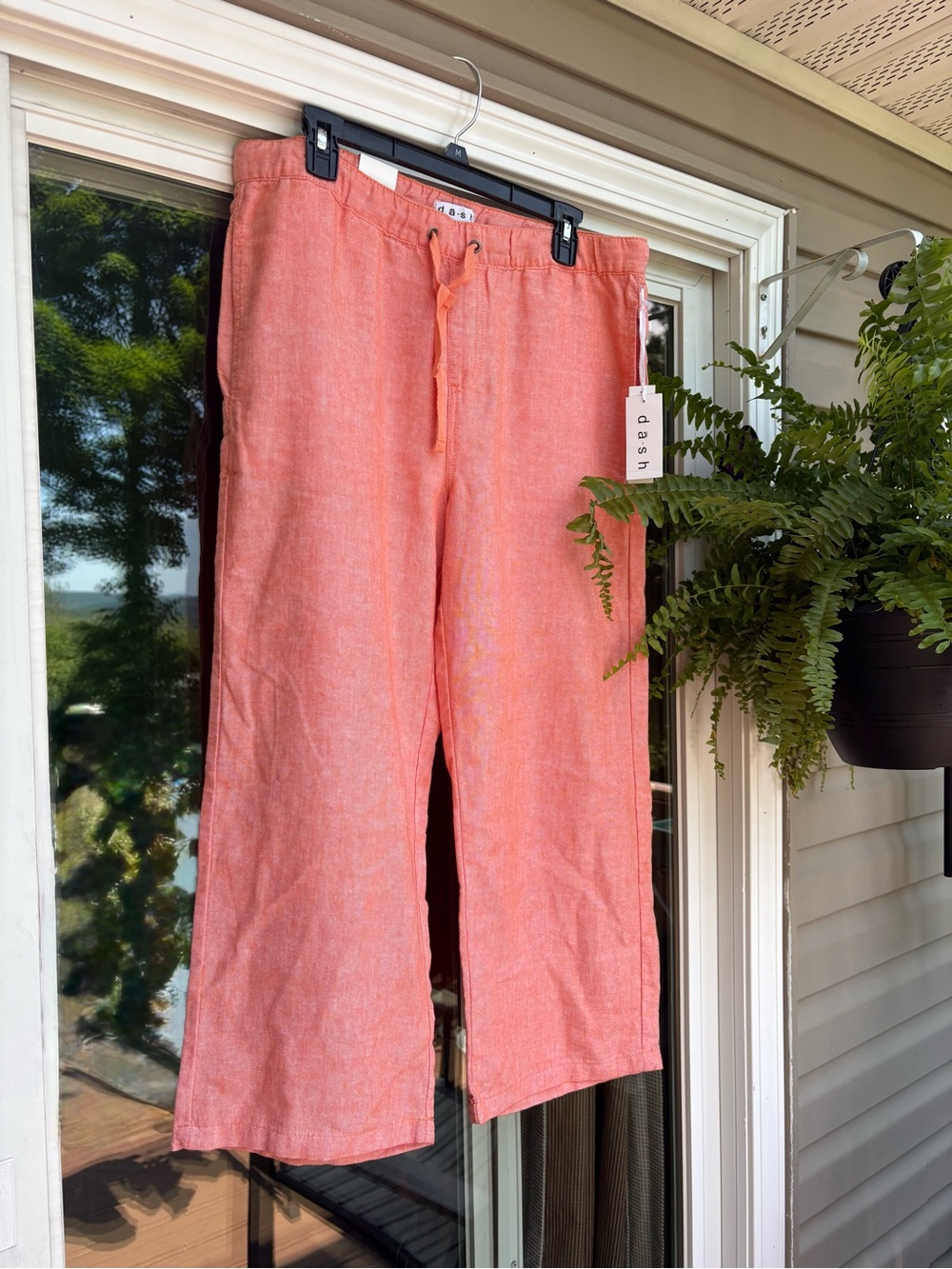 NWT Dash Coral Linen-Blend Drawstring Pants size Large